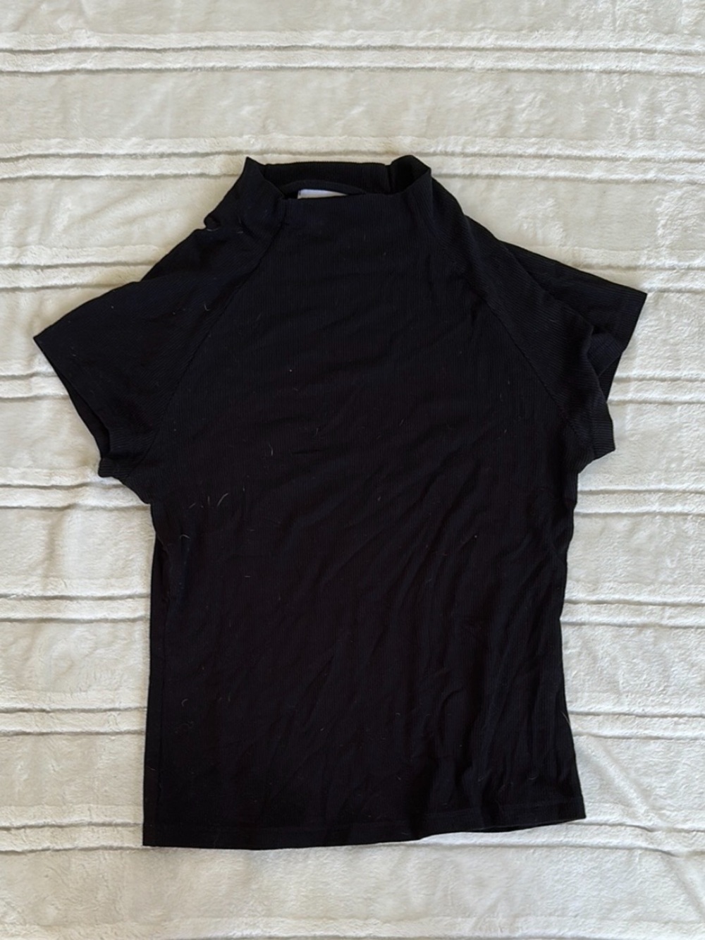 LNA Black Short Sleeve Mock Neck Tee